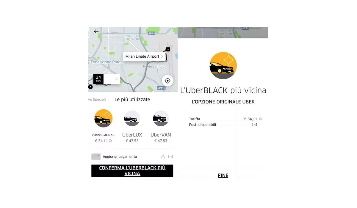 Uber_APP Schermata Mappa