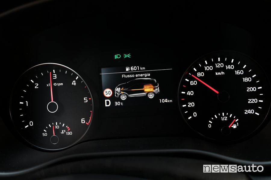 Kia_Sportage 2019 GT Line, info sistema Mild-Hybrid 48 V sul quadro strumenti