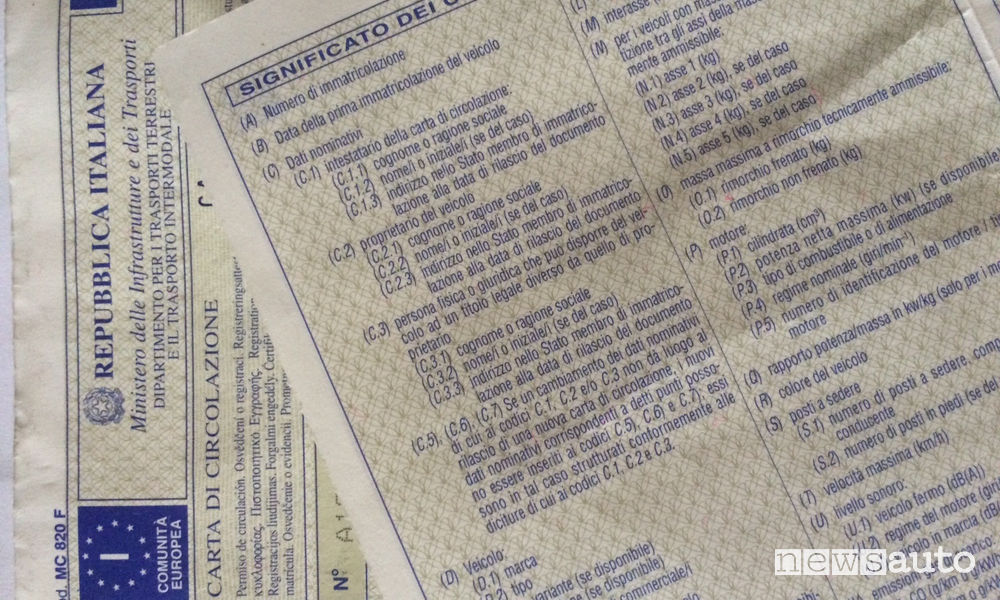 Cosa c'è scritto sul retro della carta di circolazione di un'auto (libretto di circolazione)