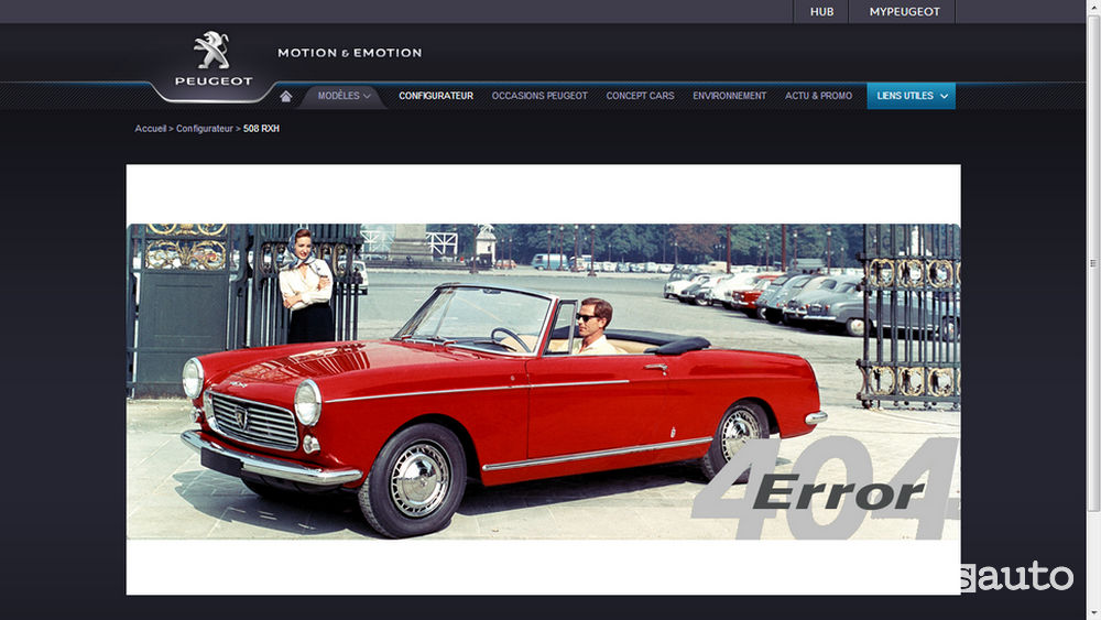 Errore 404 Peugeot web