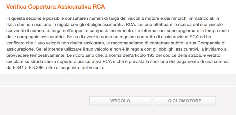 verifica copertura assicurative rca il portale dell'automobilista