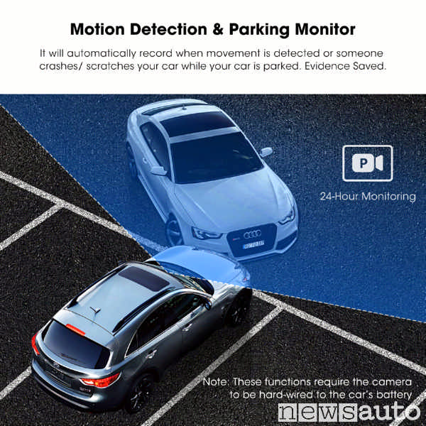 Dash Cam Abask Doppia Telecamera – Anteriore E Interna FHD 1080P, Visione Notturna, G-Sensor, Parcheggio, Scheda 32GB Inclusa