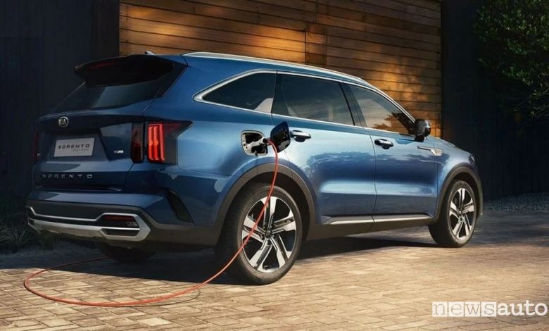 Operazione di ricarica Kia Sorento ibrida plug-in PHEV