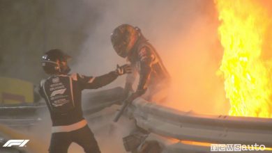 Incidente Grosjean nel Gp del Bahrain, monoposto in fiamme
