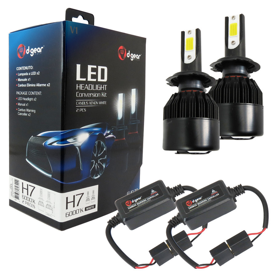 LTPAG Lampadine H7 LED, Nuovo 72W 12000LM Fari Abbaglianti o Anabbaglianti  per Auto - Kit Sostituzione per Luci Alogene o Lampade Xenon Luci Luminosa  12V-24V 6000K Bianco - 2 Anni Di Garanzia 