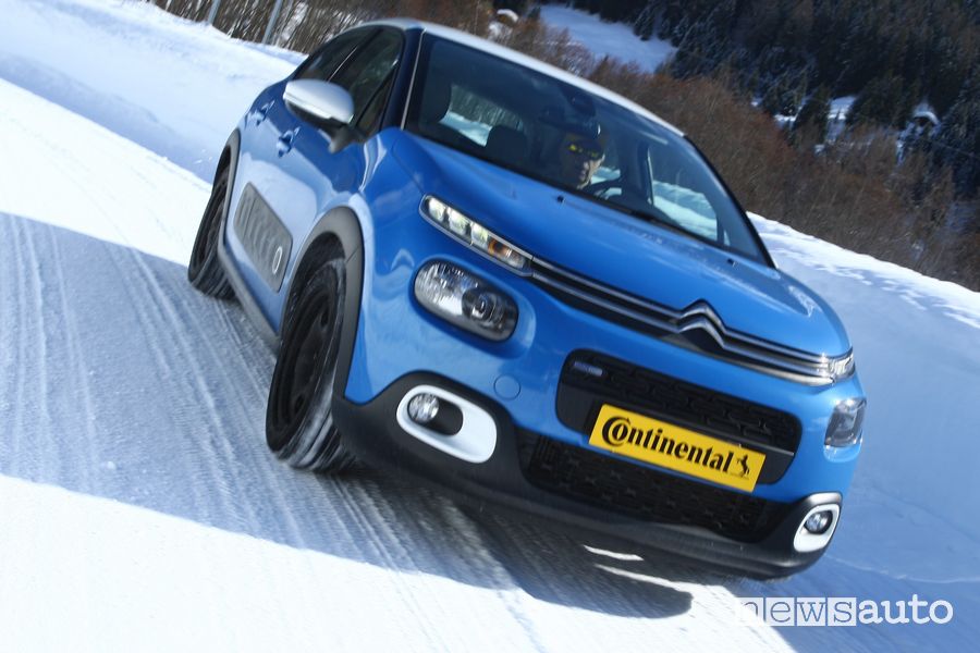 Citroën C3 nel test di accelerazione sulla neve