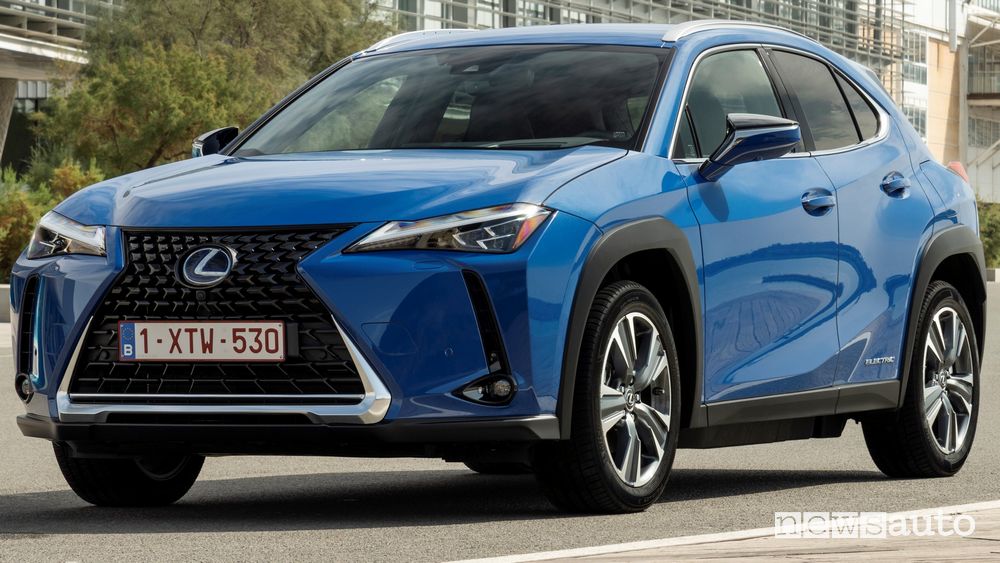 Vista di profilo Lexus UX 300e elettrica