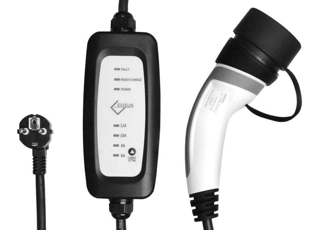 Caricatore auto elettrica portatile da casa regolabile 10-16A con spina Tip2 e Schuko