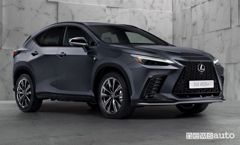 Vista di profilo nuovo Lexus NX 450h+