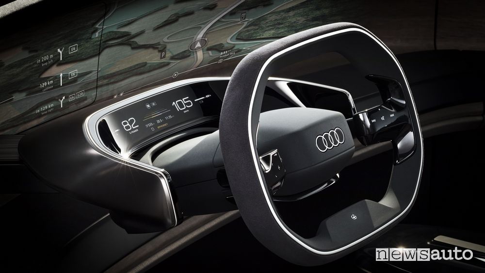 Volante abitacolo Audi grandsphere concept a guida autonoma