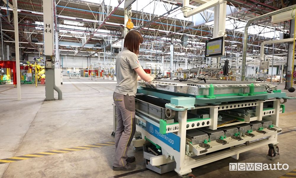 Assemblaggio batteria Renault Mégane E-Tech Electric a Douai