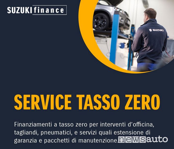Locandina offerta Service Tasso Zero nelle officine Suzuki