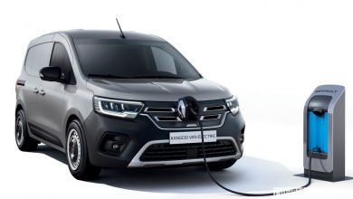 Vista di profilo Renault Kangoo Van E-TECH Electric in ricarica