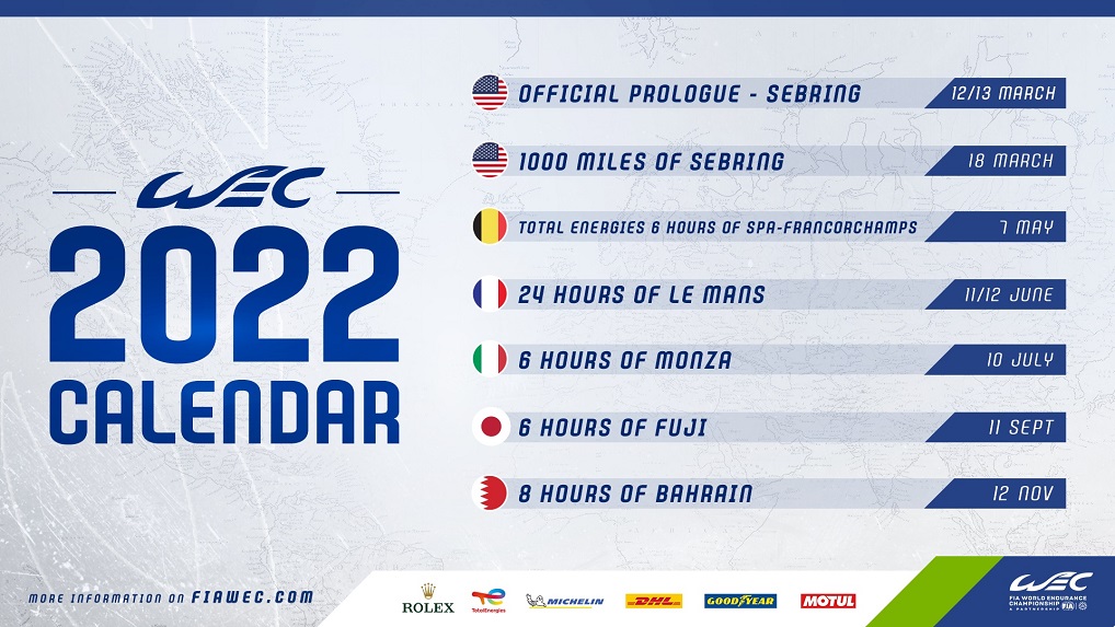 Calendario WEC 2022 Mondiale Endurance