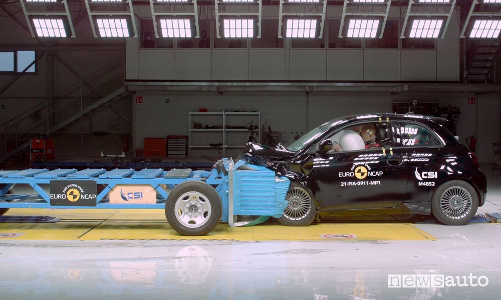 Fiat 500 elettrica crash test Euro NCAP 2021 