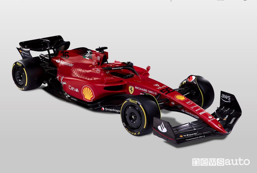Vista di profilo Ferrari F1-75 2022
