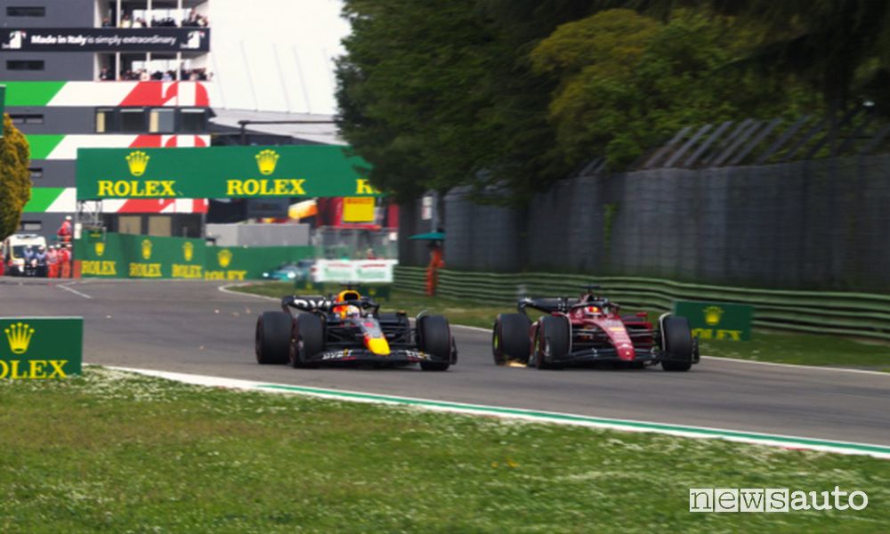 Qualifiche Sprint F1 Gp Imola 2022 sorpasso Verstappen su Leclerc
