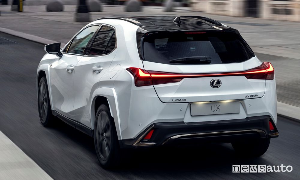2023 Lexus UX Hybrid rear view on the road
