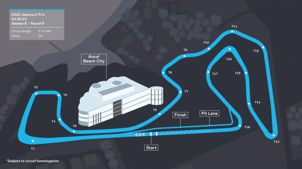 Orari ePrix Giacarta 2022 Formula E layout tracciato