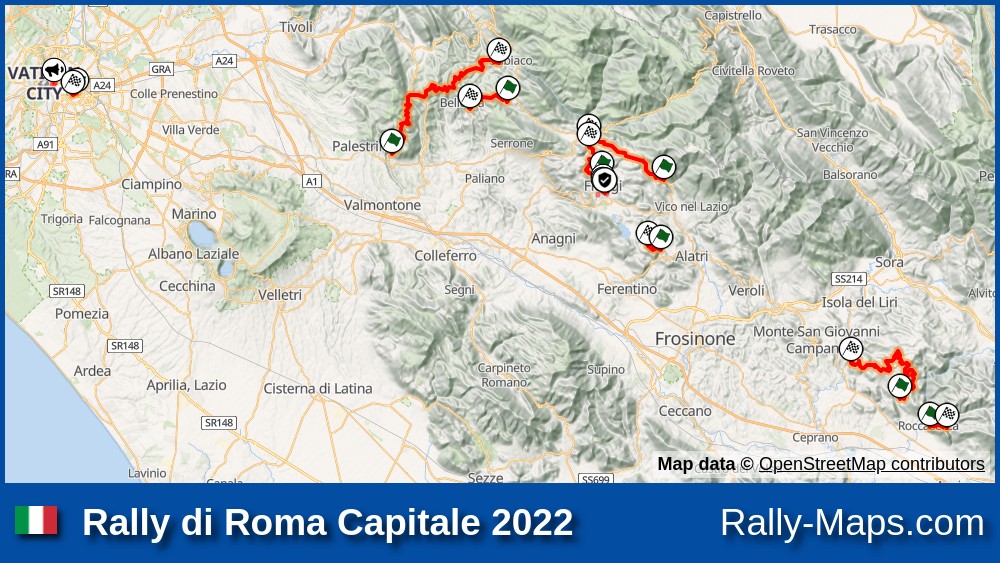 mappa del Rally di Roma Capitale 2022
