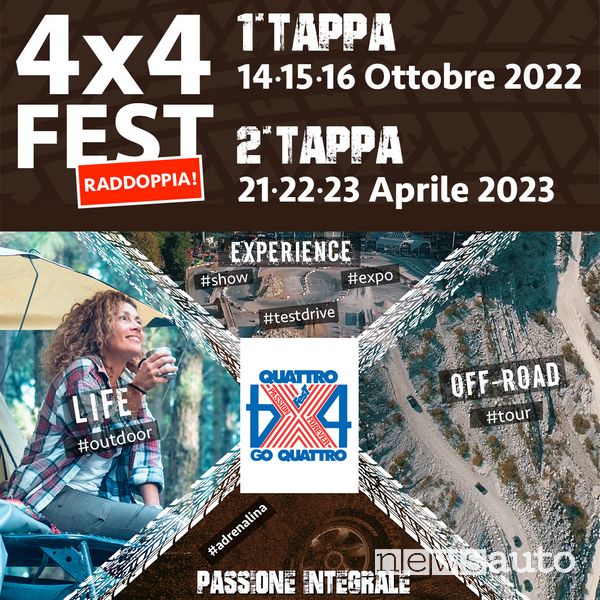 nuova locandina del 4x4 Fest con le date di ottobre 2022 ed aprile 2023