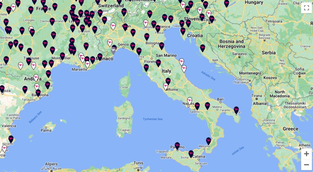 Mappa Ionity in Italia