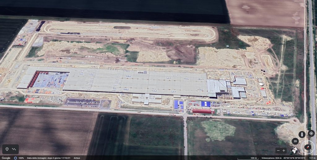 Fabbrica Toyo in Serbia, altra vista con Google Earth della fabbrica in fase di costruzione alla data del 17 ottobre 2021