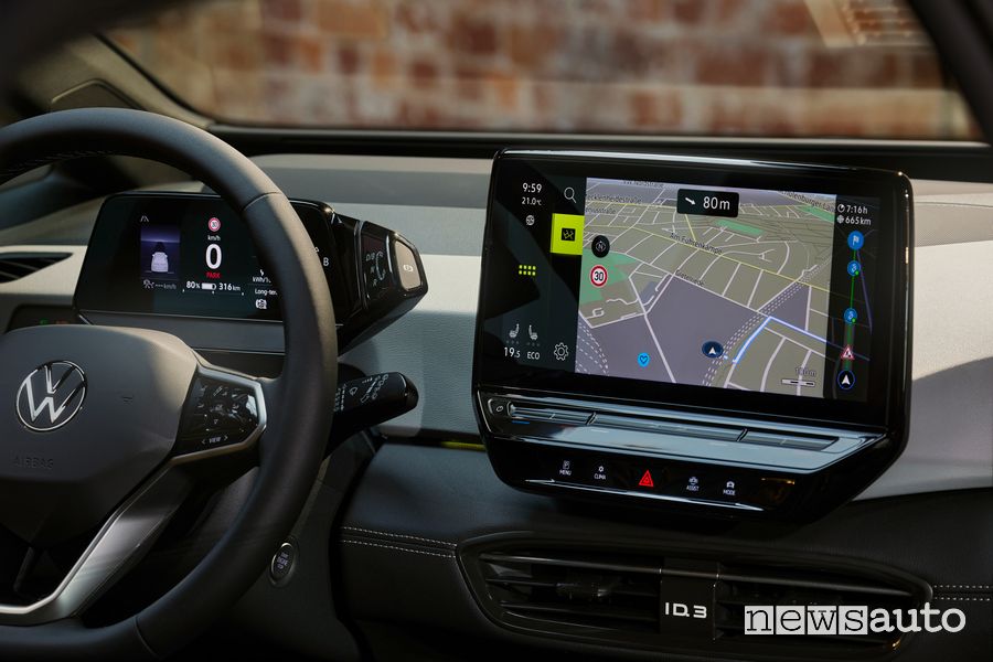 Nuova Volkswagen ID.3 navigatore display infotainment