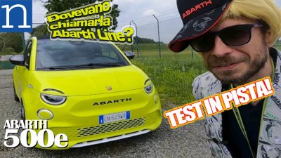 Abarth 500e prova in pista a Balocco