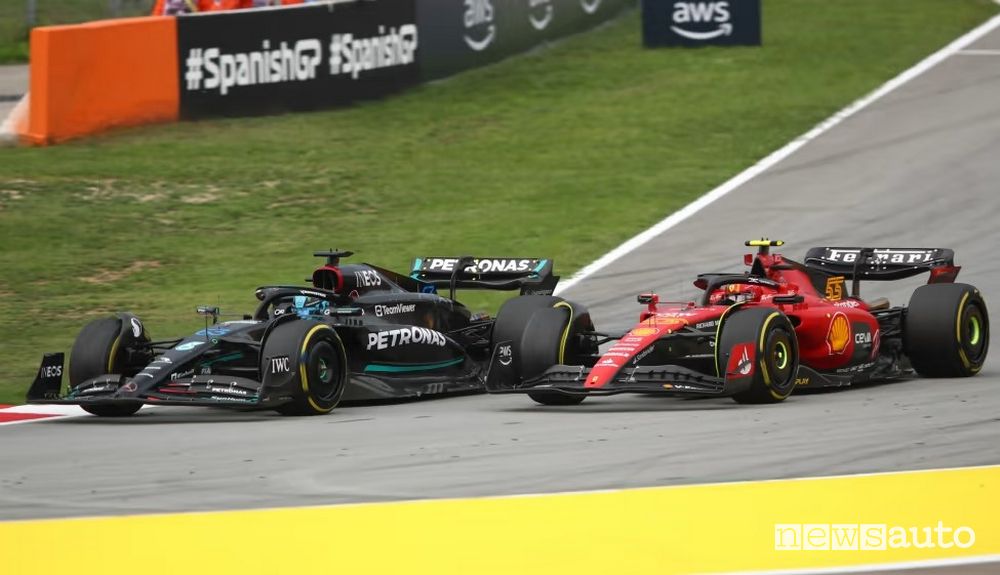 F1 Gp Spagna 2023 Mercedes soprasso sulla Ferrari