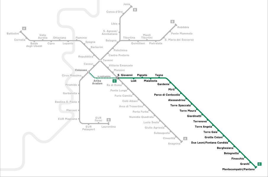 Stazioni attive della Linea C Metropolitana di Roma