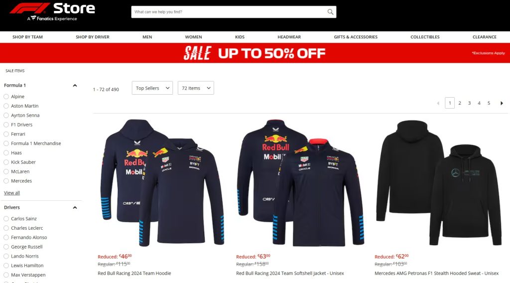 Home page F1 Store