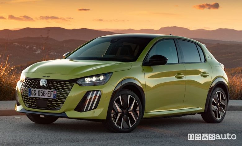 Peugeot e-208 GT elettrica anteriore 3/4