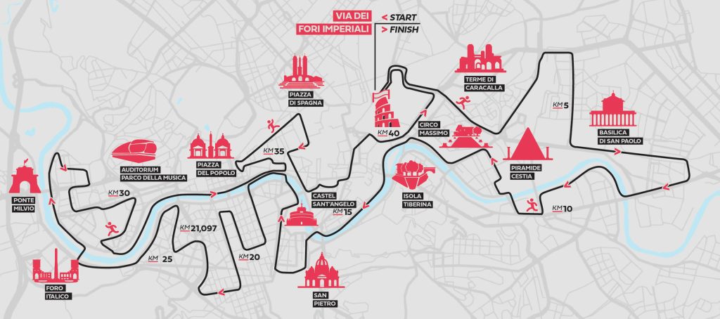 Mappa percorso Maratona di Roma 2024