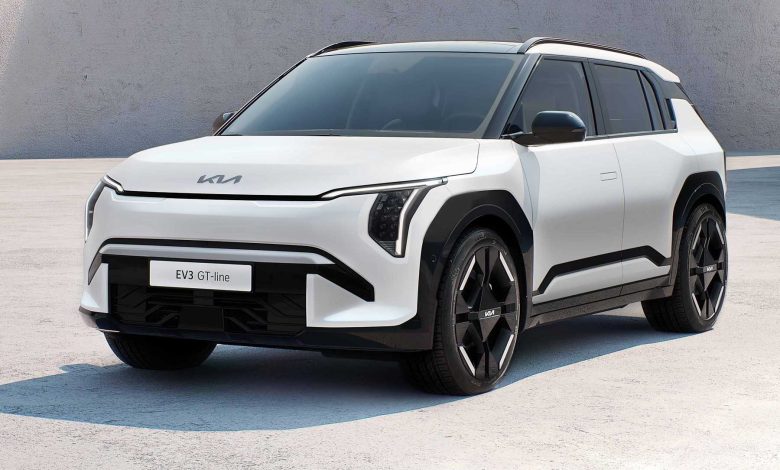 Nuova Kia EV3 GT Line anteriore 3/4