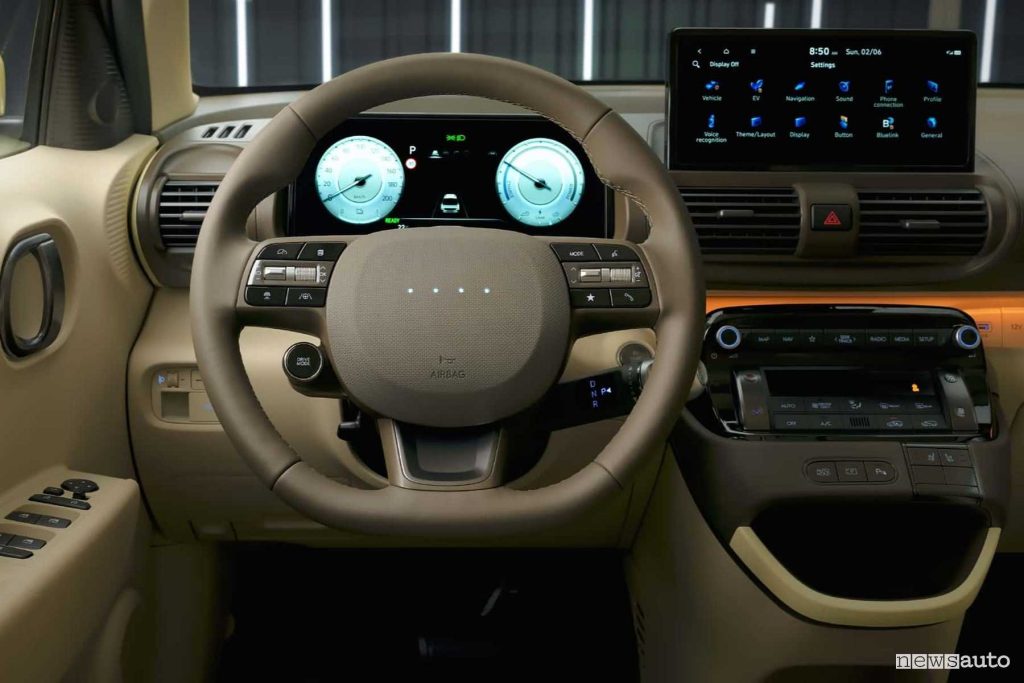 New Hyundai Inster cockpit dashboard steering wheel