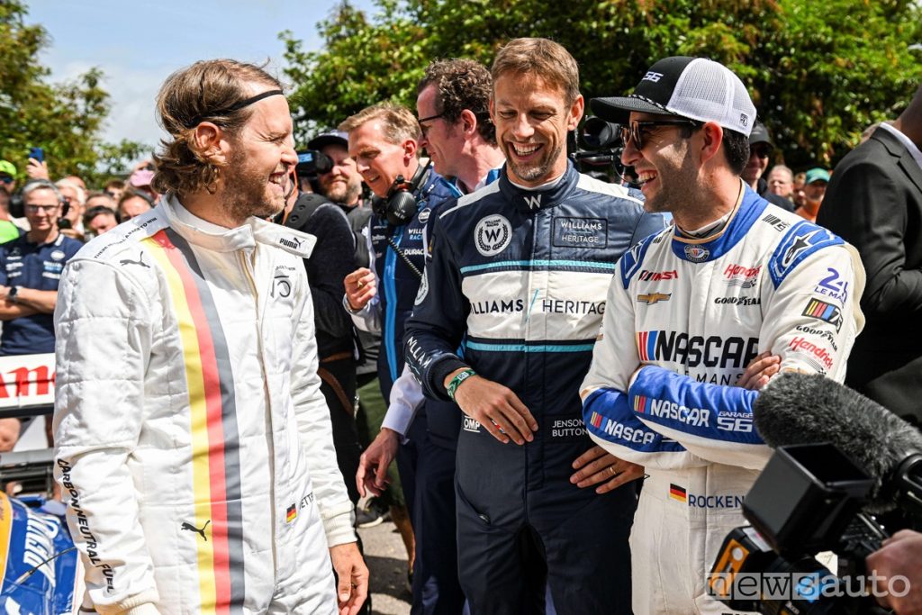 Sebastian Vettel and Jenson Button at the 2023 Goodwood Festival of Speed