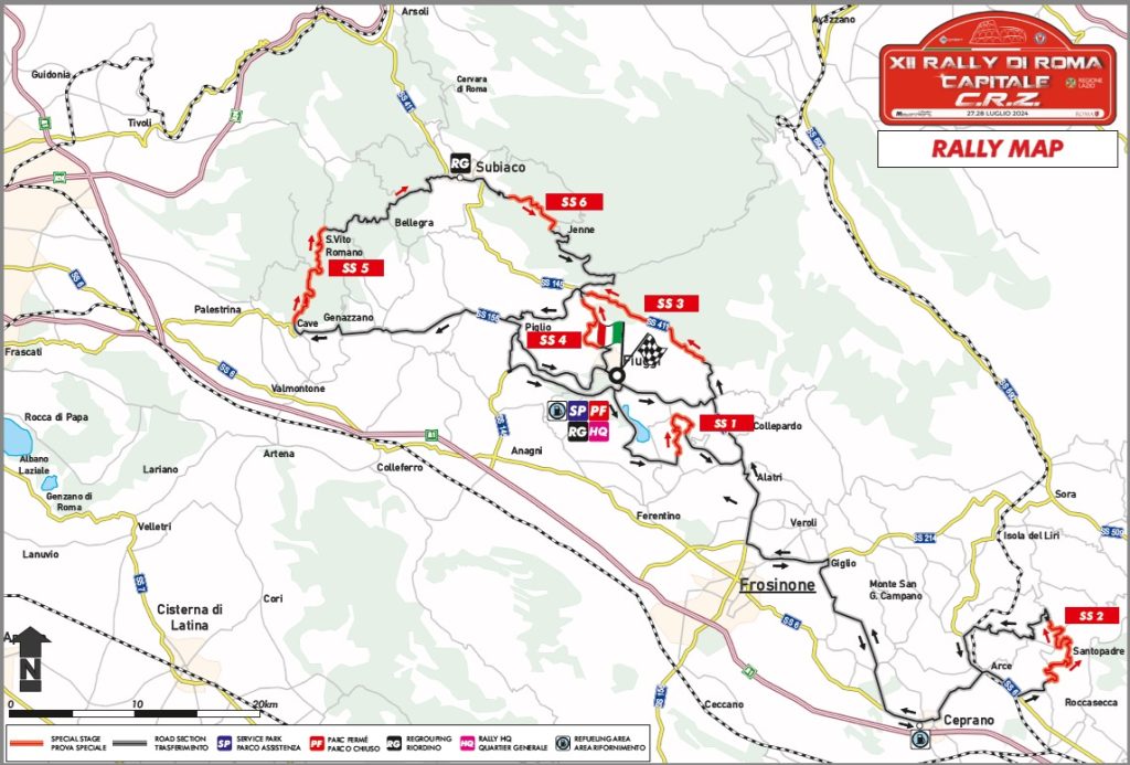 Mappa percorso Rally di Roma Capitale 2024