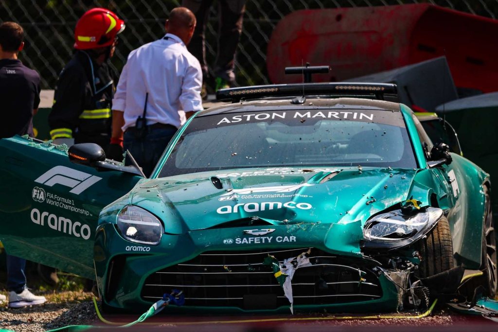 Safety car on the wall parabolic curve in Monza