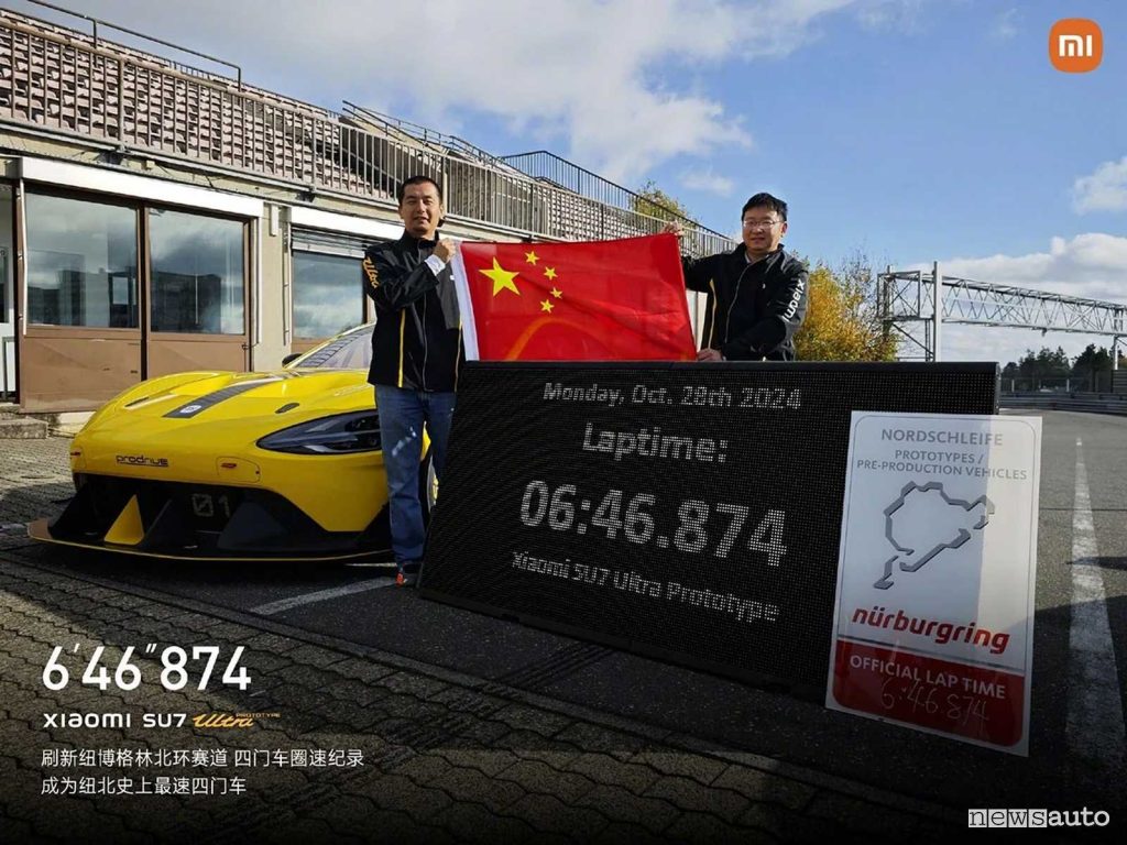 Record auto elettrica al Nürburgring Xiaomi SU7 Ultra