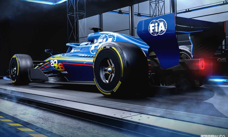 Render monoposto F1 2026 alettone posteriore