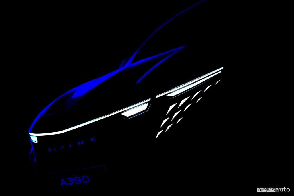 Alpine A390 firma luminosa anteriore
