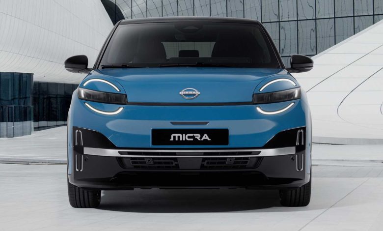 Nuova Nissan Micra EV frontale firma luminosa