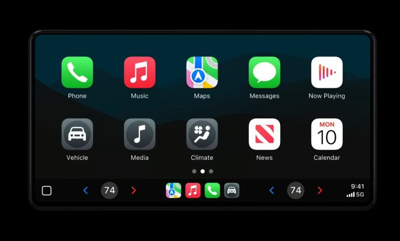 La nuova interfaccia di CarPlay con visualizzazione Liquid Glass nell'aggiornamento Apple iOS 26