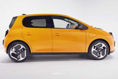 Renault Twingo E-Tech-Electric Techno Jaune Mango laterale