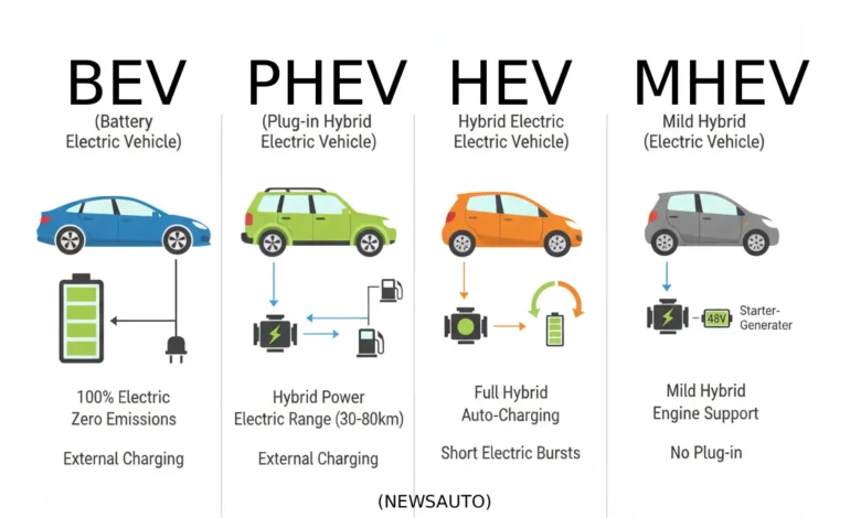 Sigle auto elettriche phev-mev-bev