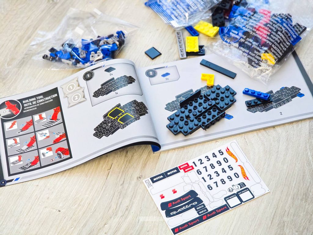 Mattel Brick Shop Audi RS2 costruzione, istruzioni e adesivi