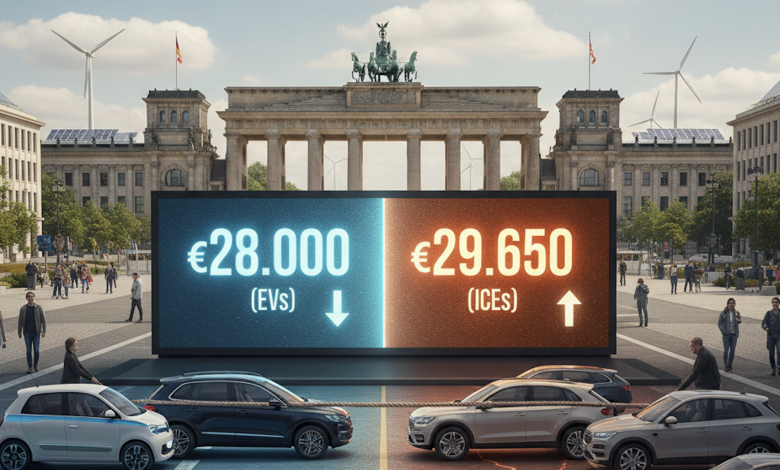 Il prezzo medio delle auto elettriche in Germania si avvicina a quello delle termiche